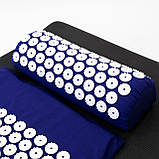 Набір для йоги 3в1 Килимок для йоги + Масажний килимок Аплікатор Кузнєцова + валик OSPORT Set 33 (n-0064) Чорно-синьо-білий, фото 3