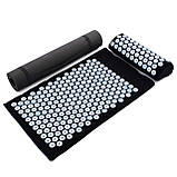 Набір для йоги 3в1 Килимок для йоги + Масажний килимок Аплікатор Кузнєцова + валик OSPORT Set 33 (n-0064) Чорно-небесний, фото 2