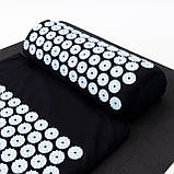 Набір для йоги 3в1 Килимок для йоги + Масажний килимок Аплікатор Кузнєцова + валик OSPORT Set 33 (n-0064) Чорно-небесний, фото 4