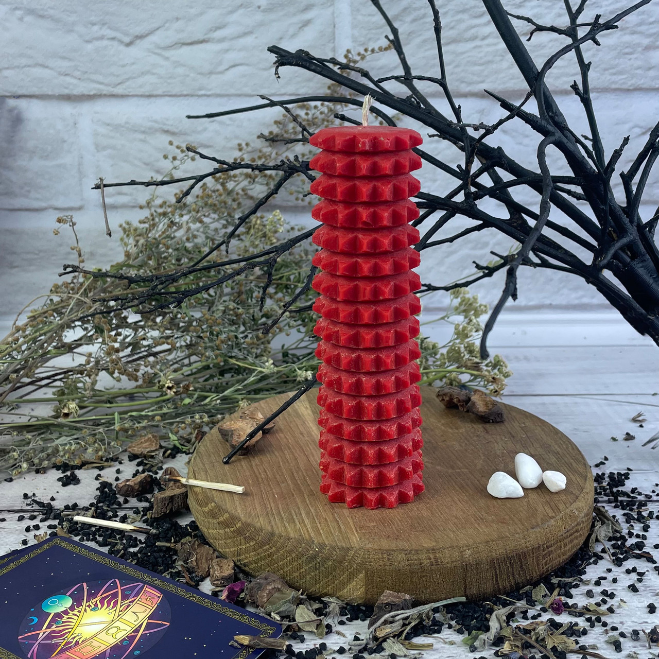 Воскова червона свічка - Шипована, захисна, фото 1