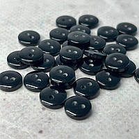 10 шт. - Пуговицы рубашечные, черный пластик Ø-10 мм