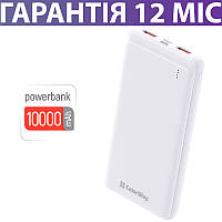 Повербанк 10000 mAh 10W ColorWay Slim Powerbank, белый, павербанк, повер/павер/пауэр банк