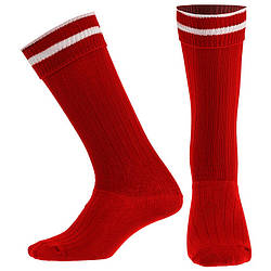 Гетри футбольні юніорські Zelart CO-5608  (нейлон, еластан, розмір 32-39, колір червоний)