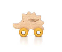 Деревянная игрушка FreeON ежик на силиконовых колесах