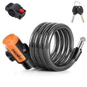Велосипедний тросовий замок Xunting з кріпленням і ключами 120 см протиугінний для велосипеда самоката