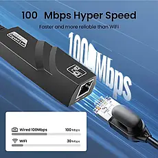 Зовнішній мережева карта Tezer USB 3.0 USB-LAN RJ-45, фото 4