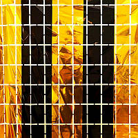 Фольгированная шторка дождик для фотозон 1 на 2 метра квадраты Золото с черным
