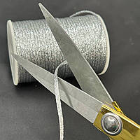 Корсетный шнур, парчевый плоский 3мм - серебро