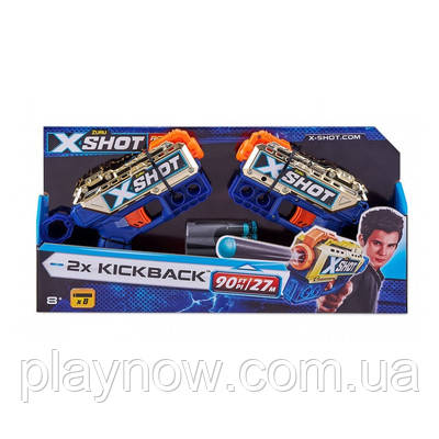 Дитячий швидкострільний із 2 бластерів Zuru X-Shot Exsel Double Kickback Golden, дитяча зброя, фото 1