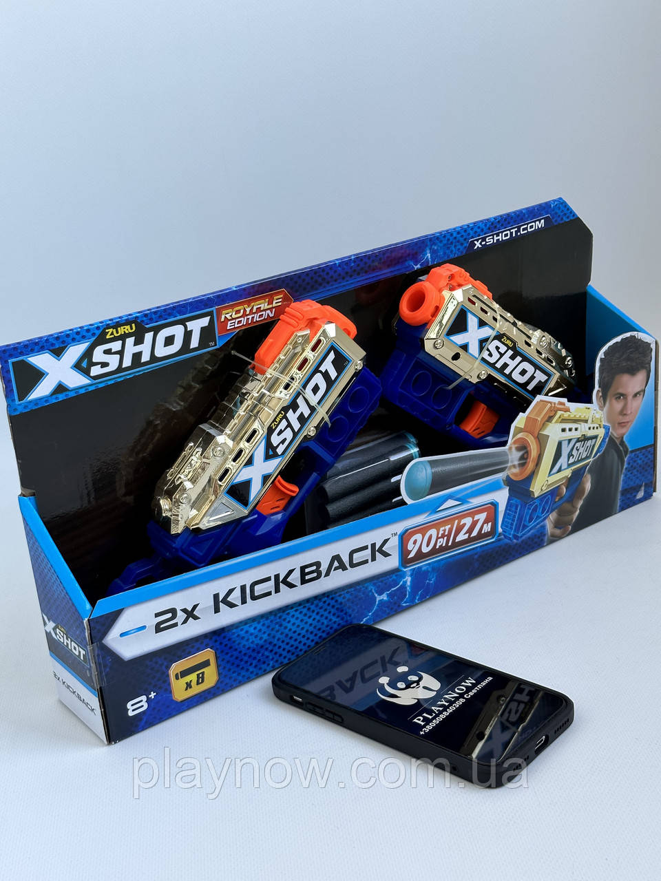 Дитячий швидкострільний бластер Zuru X-Shot Exsel Double Kickback Golden, дитяча зброя, фото 1