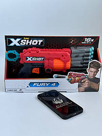 Дитячий бластер X-Shot Red Excel fury 4, дитяча зброя швидкострільний бластер