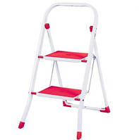 Драбина стальна 2 сходинки 0,83м із захисними опорами та гумовим покриттям червона