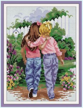 Набір для вишивання за нанесеною на канву схемою "Good Friends". AIDA 14CT printed 22*30 см