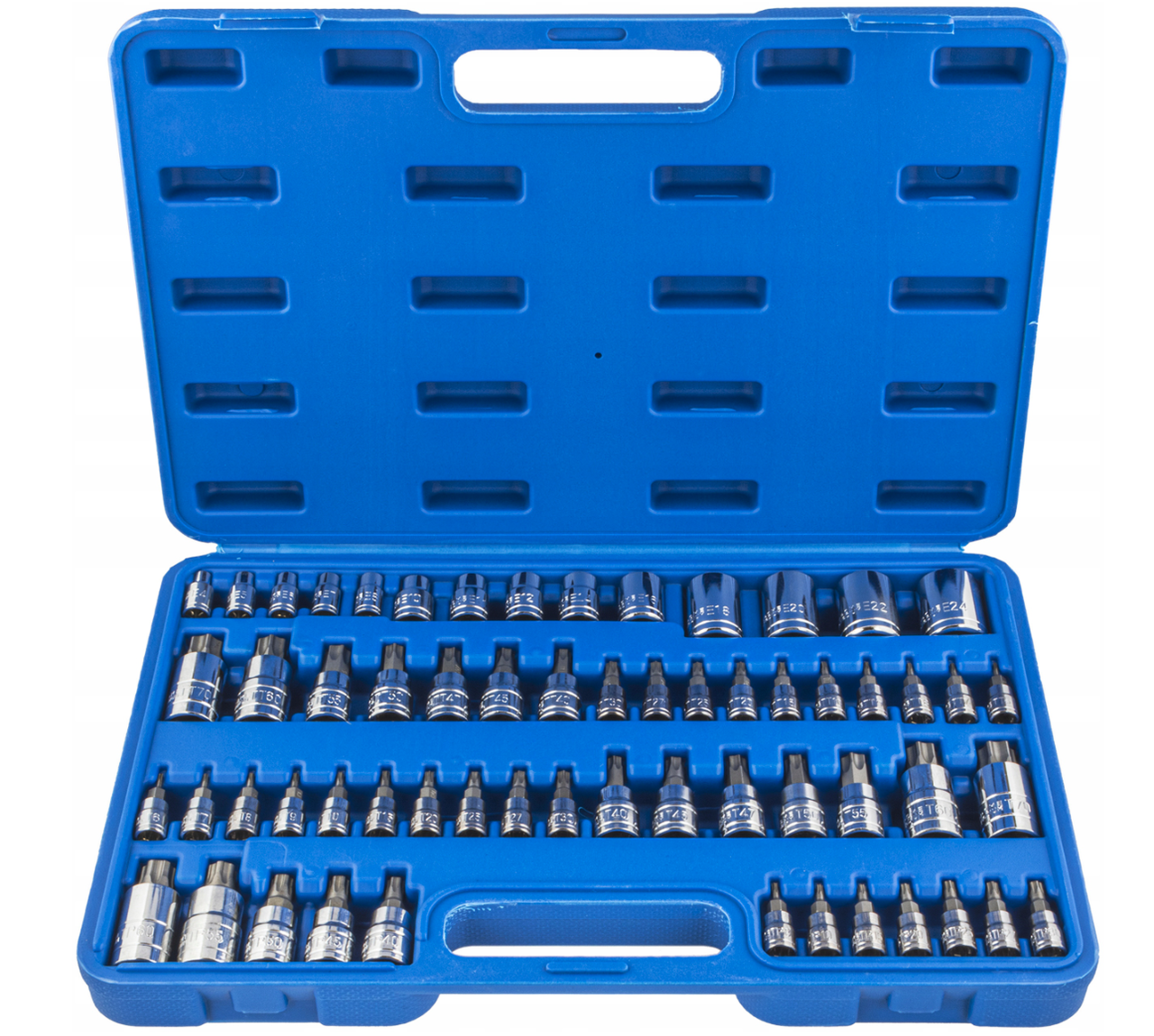 Набір головок TORX + біти в головці TORX/E-TORX/TORX PLUS (1/4/, 3/8, 1/2) 60 од. Vorfal V08065