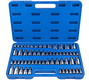 Набір головок TORX + біти в головці TORX/E-TORX/TORX PLUS (1/4/, 3/8, 1/2) 60 од. Vorfal V08065, фото 1