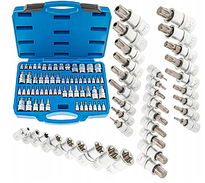 Набір головок TORX + біти в головці TORX/E-TORX/TORX PLUS (1/4/, 3/8, 1/2) 60 од. Vorfal V08065, фото 3
