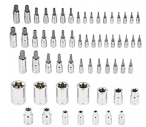 Набір головок TORX + біти в головці TORX/E-TORX/TORX PLUS (1/4/, 3/8, 1/2) 60 од. Vorfal V08065, фото 4