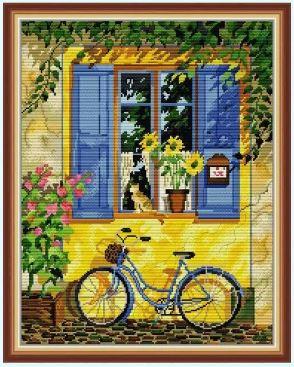 Набір для вишивання за нанесеною на канву схемою "Outside the window 2". AIDA 14CT printed 38*47 см