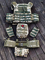 Комплект Плитоноска швидкого скидання з боковими карманами + РПС та 6 підсумків + Напашник