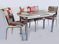 Комплект обеденной мебели "Red" 130*70 см (стол ДСП, каленное стекло + 4 стула) Mobilgen, Турция