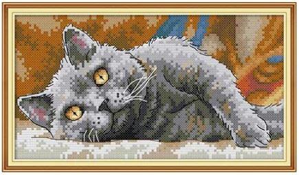 Набір для вишивання за нанесеною на канву схемою "Black Cat 3". AIDA 14CT printed 28*16 см