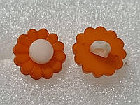 Пуговицы для кукол, декоративные "Цветочек". Размер 15 мм. Цвет Оранжевый