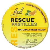 Bach, Original Flower Remedies, Rescue Pastilles, натуральное средство от стресса, апельсин и бузина, 35 Днепр