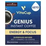 VitaCup, Розчинна кава Genius, середнього темного обсмажування, 10 пачок для їжі, по 3,8 г (0,13 унції) кожна