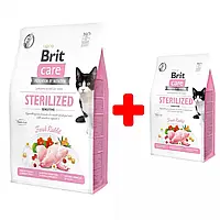 АКЦИЯ Корм для кошек Brit Care Cat Grain Free Sterilized Sensitive 7 кг + 2кг - кролик