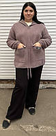 Кофта альпака женская с капюшоном. Размер 46- 50. Цвет мокко.