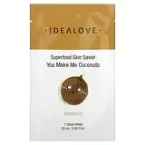 Idealove, Superfood Skin Savior, You Make Me Coconuts, 1 тканинна маска Beauty, 20 мл (0,68 рідк. Унції)