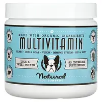 Natural Dog Company, Мультивитамины, для всех возрастов, утка и батат, 90 жевательных таблеток, 284 г (10