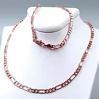 Цепочка Фигаро из медицинского золота (медзолото), 60 см × 4 мм, позолота РО (розовое золото)