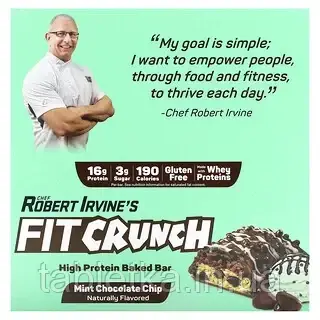 FITCRUNCH, Запеченный Батончик с Высоким Содержанием Протеина, Мятная ...