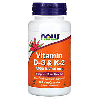 NOW Foods, витамины D3 и K2, 120 растительных капсул Д3 (1000 МЕ) и витамин K2 (45 мкг)