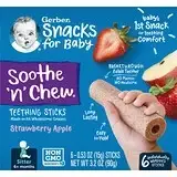 Gerber, Snacks for Baby, Soothe 'n' Chew, палочки для прорезывания зубов, от 6 месяцев, клубничное яблоко, 6