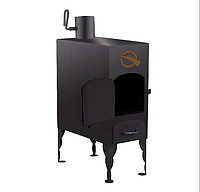 Стальная печь буржуйка с подключением к дымоходу woodex b 50 для отопления на разнообразном твердом топливе