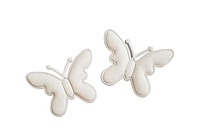 Аппликация бабочка, экокожа с блестками, размер 5*6,5 см, цвет-белый, шт.