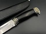 Ніж ручної роботи «Пластун #1» зі шкіряними піхвами нескладний N690/61 HRC, фото 4