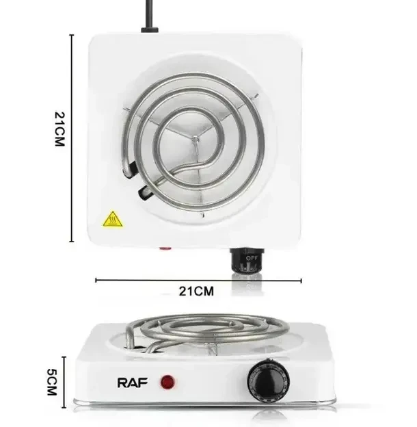 Спиральная настольная электроплитка на 1 конфорка RAF R.8010B Белая Одноконфорочная электрическая плита, фото 3