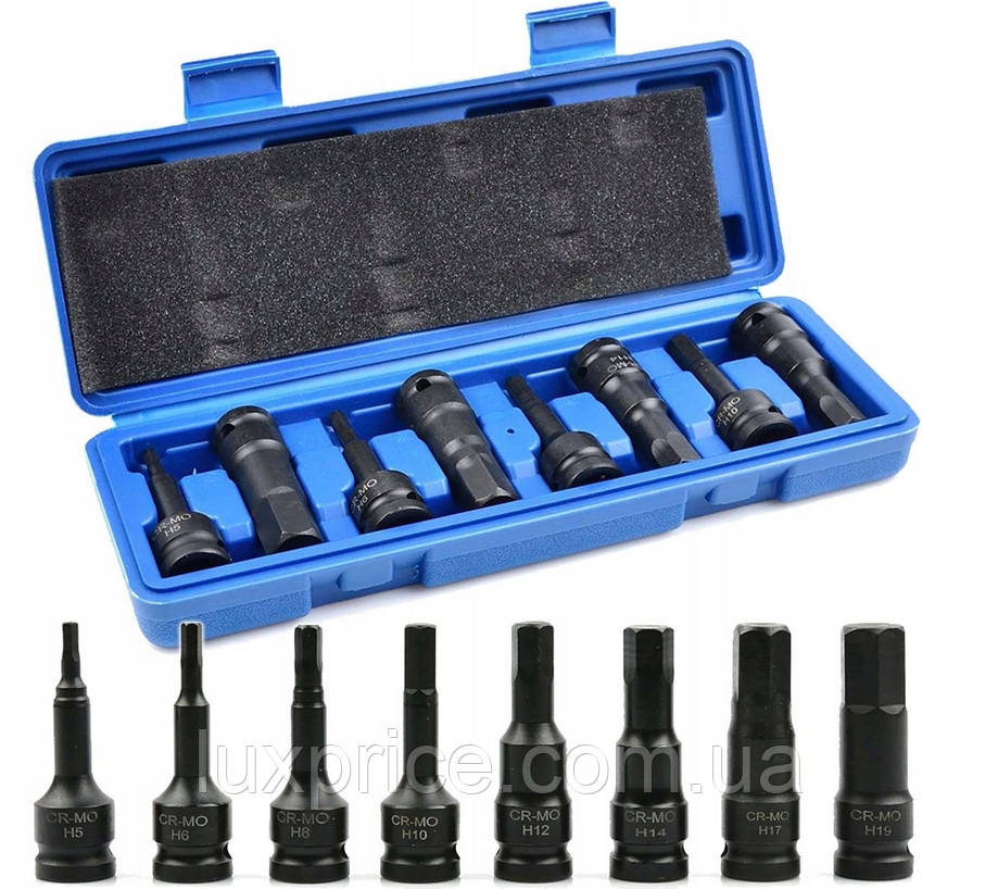 Набір шестигранних біт 8 шт. H5-H19 CR-МО у кейсі Geko G10525    LuxPrice, фото 1