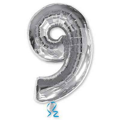 Фольгована цифра дев'ять, срібло