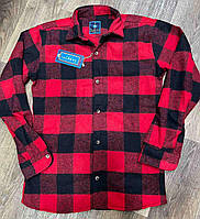 Стильная шерстянная подростковая рубашка красная, повседневная мужская рубашка подросток в клетку на осень