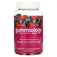 Gummiology, пробиотик с инулином в жевательных таблетках, со вкусом ягодного ассорти, 90 вегетарианских Киев