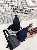 Мужская сумка слинг тканевая 30*17 см через плечо на молнии с карманом в разных вариантах Ann