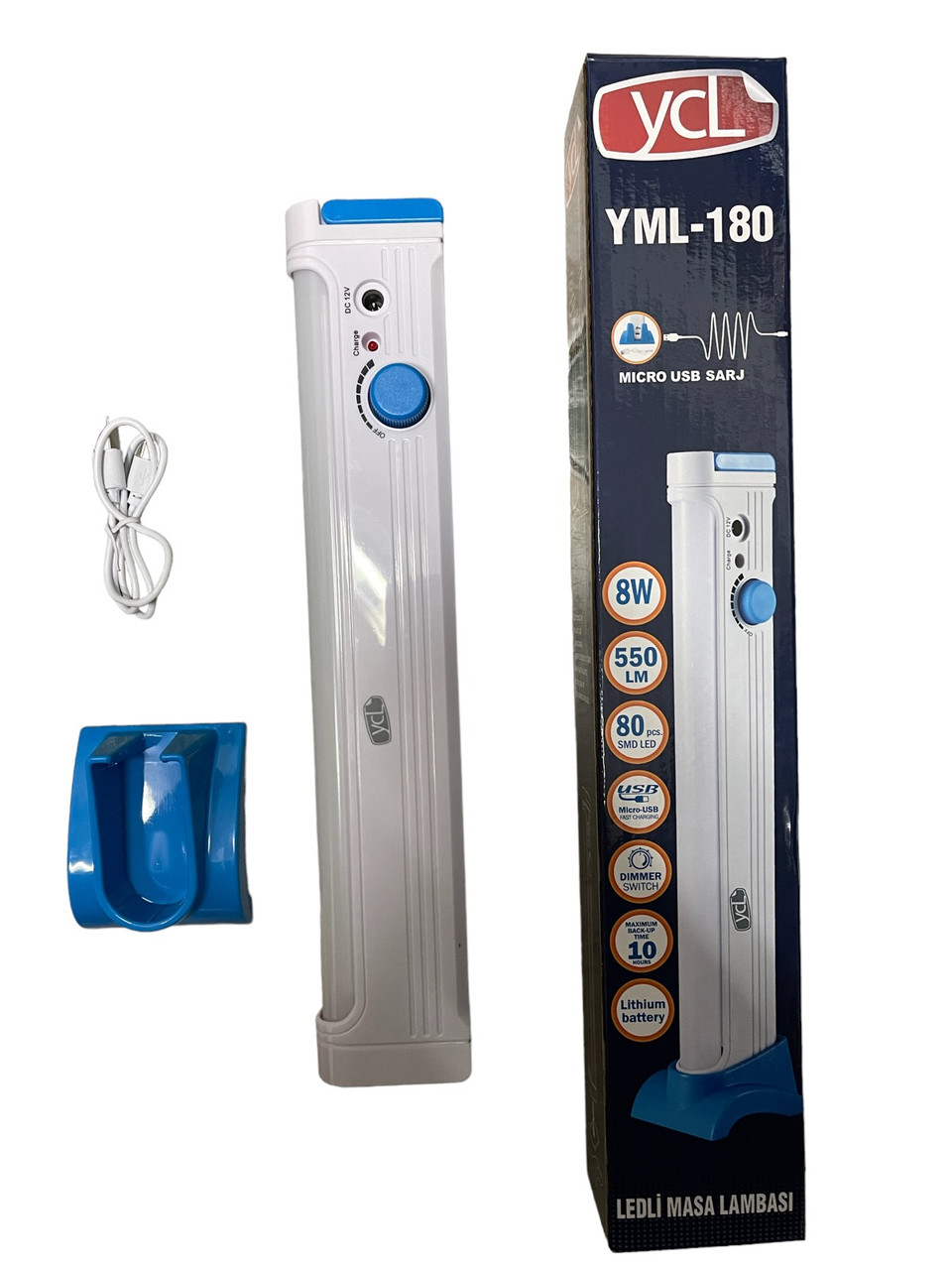 Ліхтар лампа на акумуляторі з підставкою, петлями та регулятором яскравості YML-180