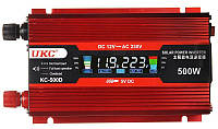 Автомобильный инвертор UKC AC/DC 12V-220V 500W KC-500D, авто преобразователь тока с LCD дисплеем «T-s»