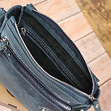 Чоловіча шкіряна сумка GS c декоративною строчкою 23*20*7 см синя, фото 5