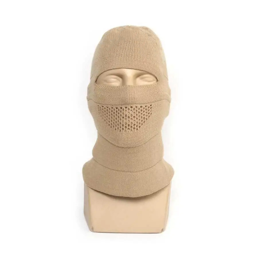 Тепла тактична бежева шапка, зимова армійська трикотажна балаклава для армії зсу для воєнних, фото 1