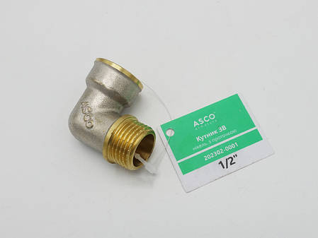 Косинець 1/2" НВ нікель. з проточкою ASCO 1/100, фото 3